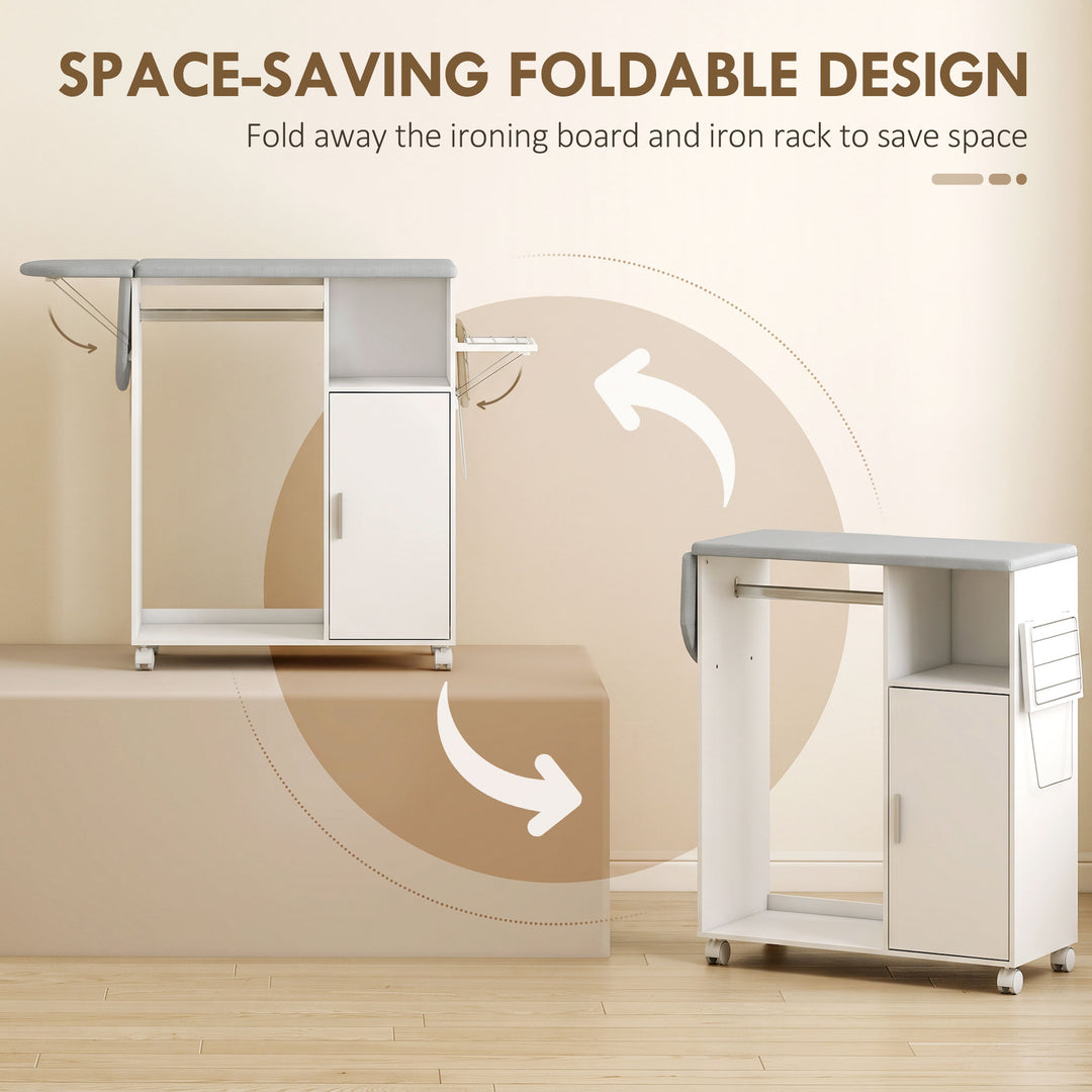 Rolling Ironing Board Cabinet, Foldable Ironing Station with Storage - view 5