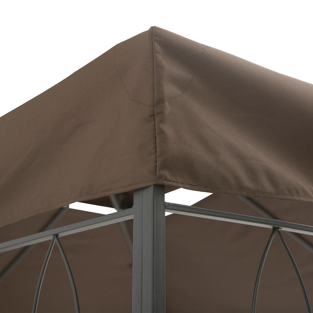 3x4m Gazebo Replacement Roof Canopy 2 Tier Top UV Cover Garden Patio Outdoor Sun Awning Shelters, Brown (TOP COVER ONLY)