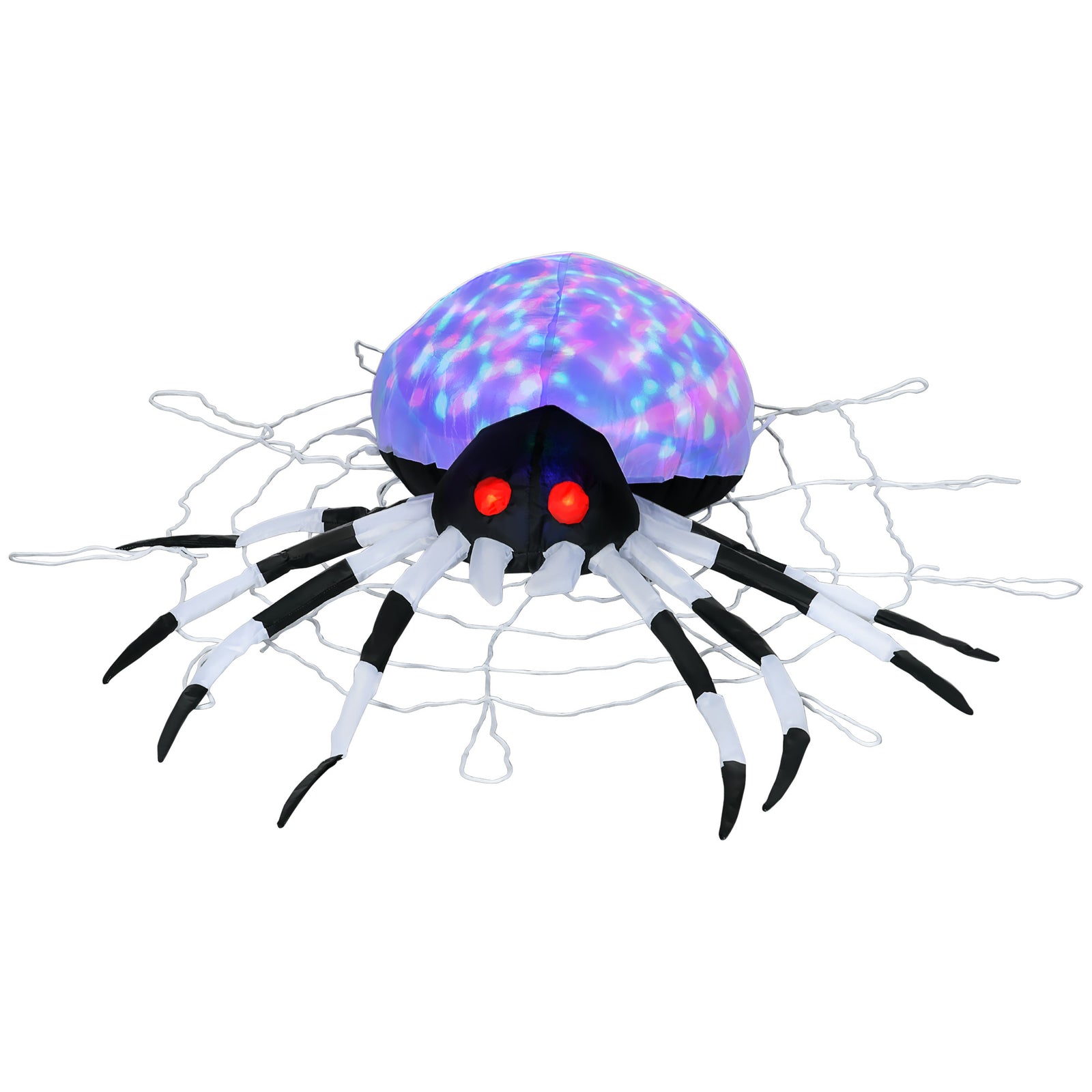 5FT Long Halloween Inflatable Spider, Hanging Giant Spider with Colourful LED Light, Blow-Up Outdoor LED Garden Display for Lawn, Party
