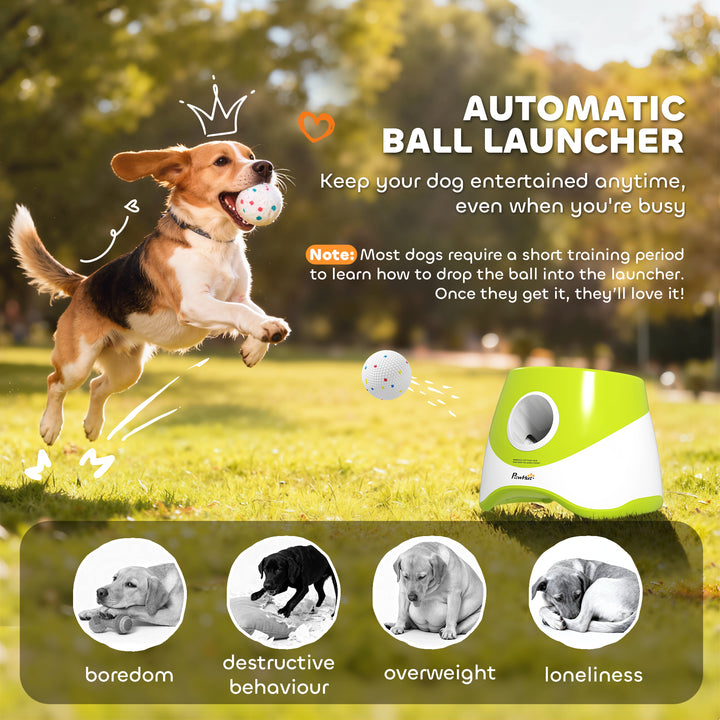 Automatic Dog Ball Launcher with 5 ETPU Balls 2.3", 3 Distance Setting