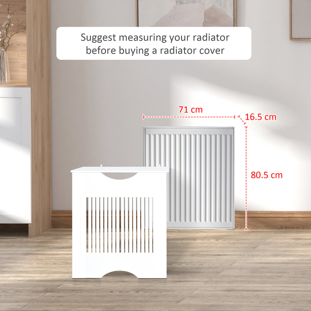 Painted MDF Radiator Cover Heater Cabinet Modern Slatted Home Furniture Living Room Bedroom Worktop White 82H x 78W x 19D