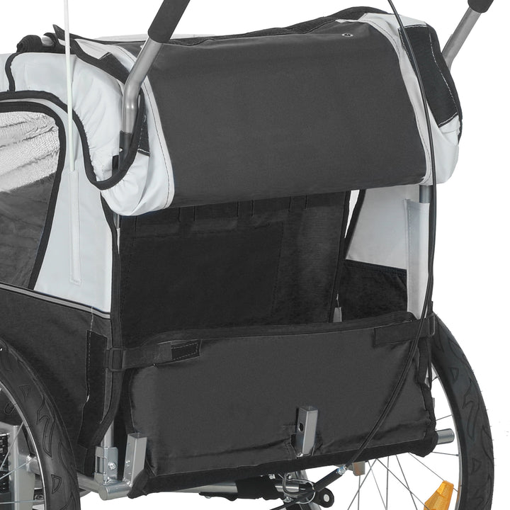 2 Seat Bike Trailer with 5 Point Harness, Baby Bike Stroller with Safety Flag, Reflectors, for 18+ Months, Black