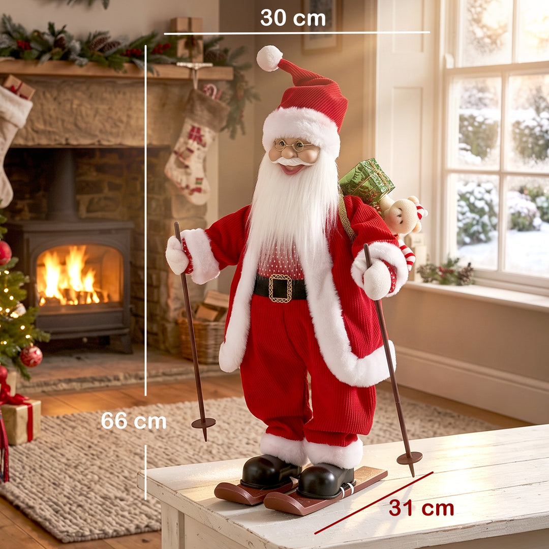 2ft Singing Skiing Santa Claus, Standing Christmas Animated Santa - view 3