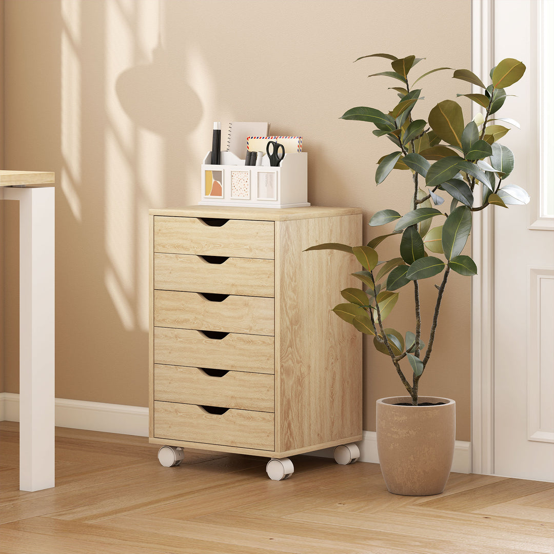 6 Drawer Vertical File Cabinet, Mobile Filing Cabinet with Quiet Drawe