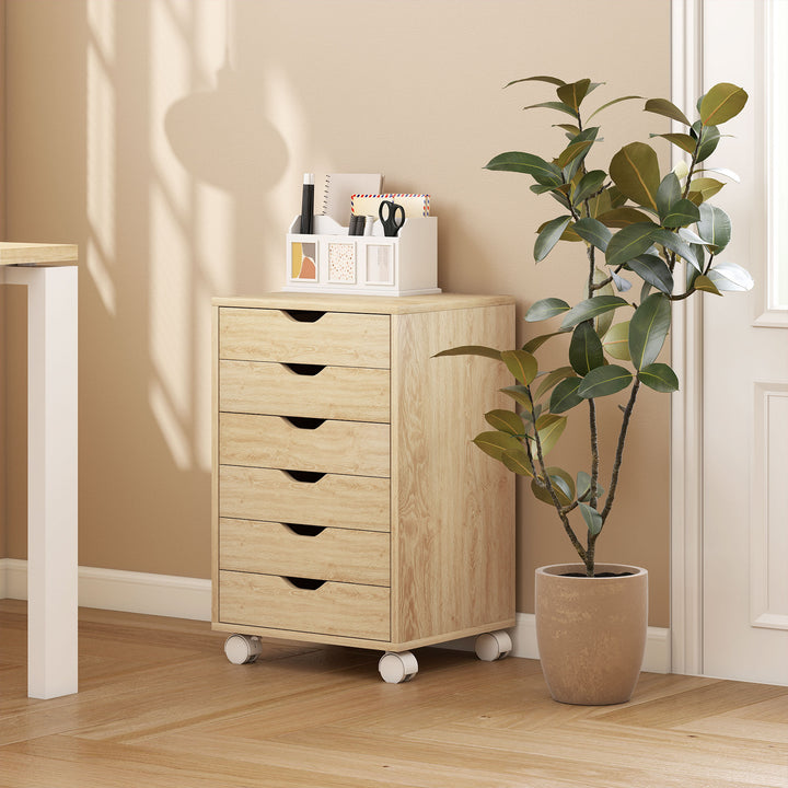 6 Drawer Vertical File Cabinet, Mobile Filing Cabinet with Quiet Drawe