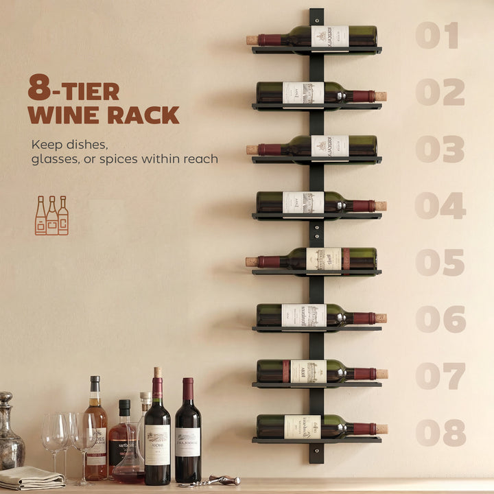 Wall Mounted Wine Rack, 8 Tier Metal Wine Display Rack, Storage Holder