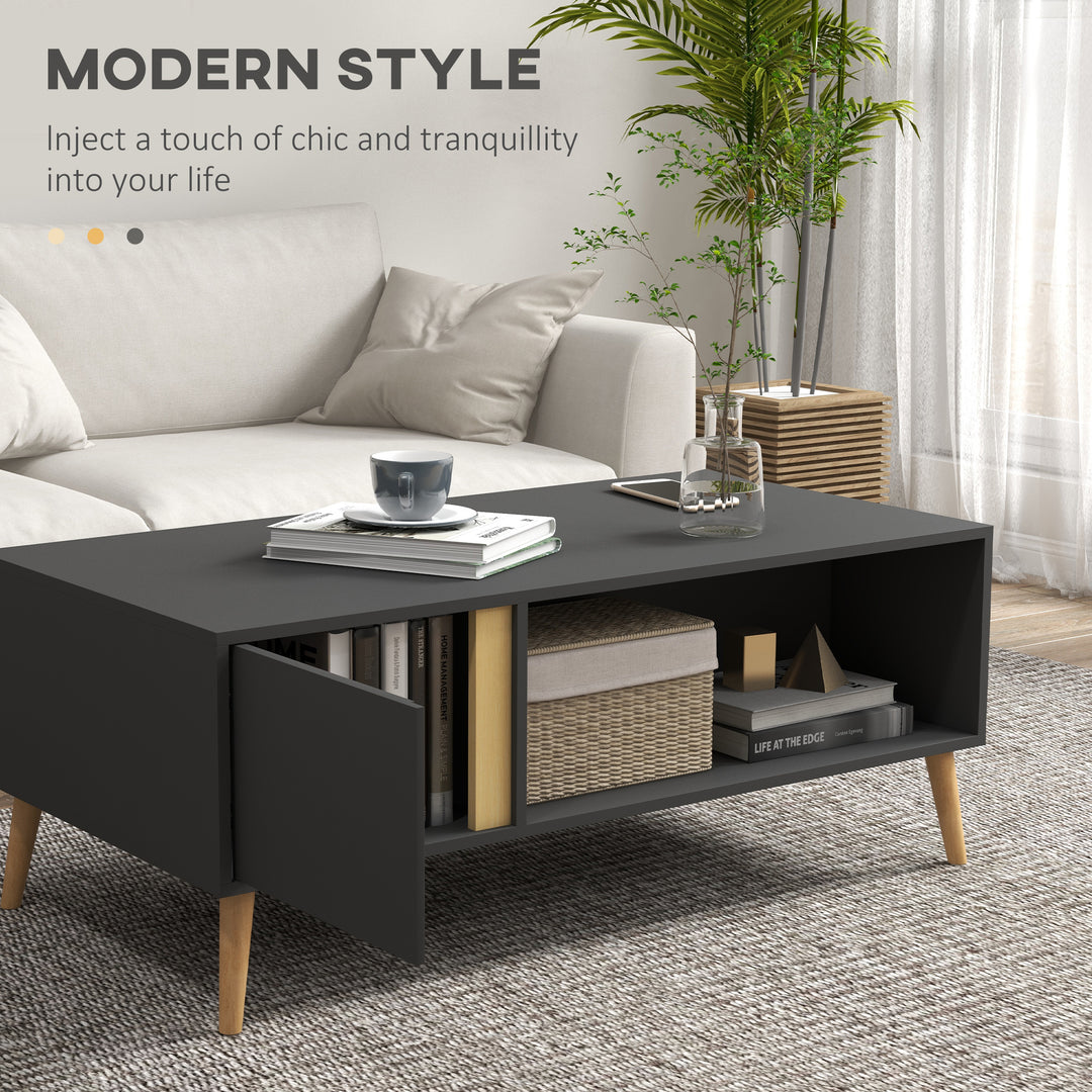 HOMCOM Coffee Table for Living Room, Modern Centre Table w/ Storage Compartments and Cabinets, Rectangular Side Table, 115x 58x 45cm, Grey | Aosom UK