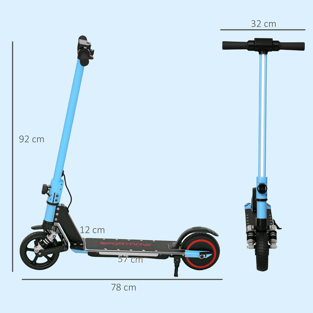 Folding Electric Scooter for Kids Age 6-14 with Dual Brakes, Front Suspension, LED Colourful Lights and Display, 6.8kg Lightweight Aluminium E Scooter, Up to 14 KM/H & 6 KM, Blue