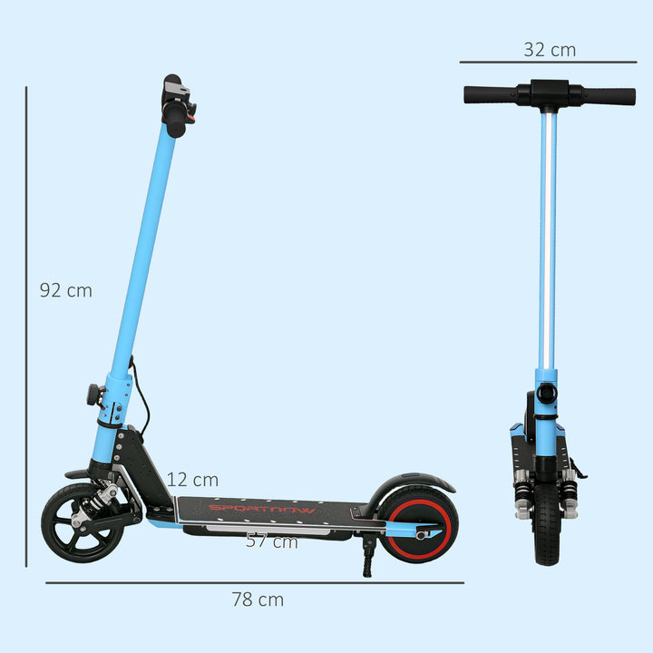 Folding Electric Scooter for Kids Age 6-14 with Dual Brakes, Front Suspension, LED Colourful Lights and Display, 6.8kg Lightweight Aluminium E Scooter, Up to 14 KM/H & 6 KM, Blue