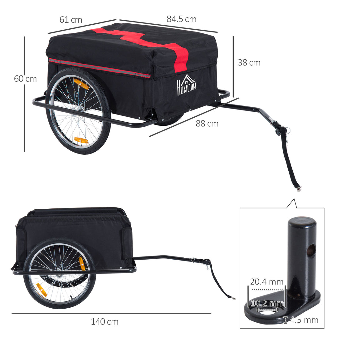 Two-Wheel Bicycle Large Cargo Wagon Trailer Oxford Fabric, Folding Storage, & Removable Cover, Red&Black