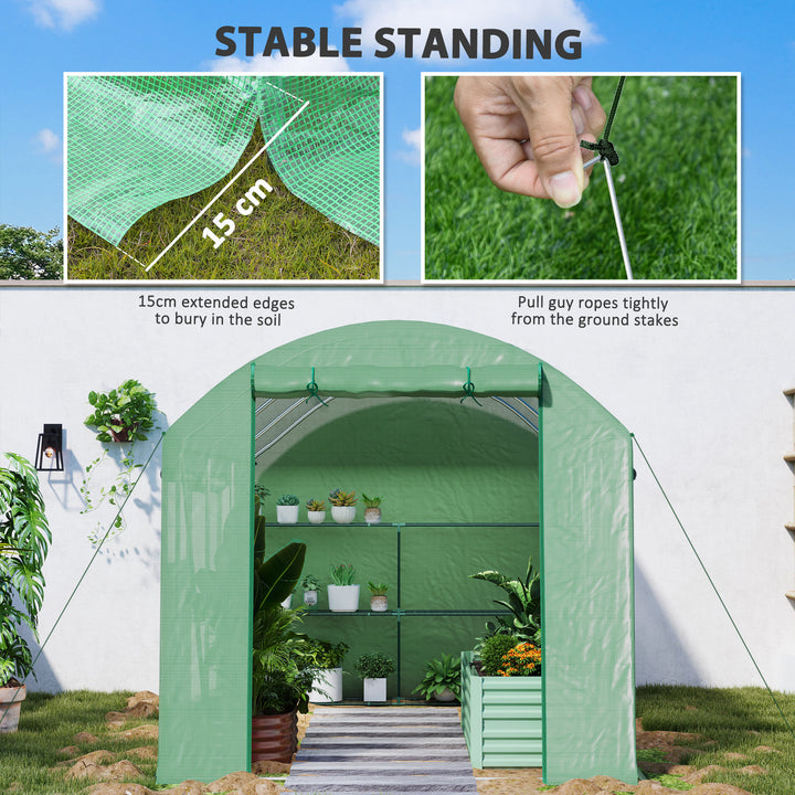 9.8 x 6.6ft Walk-In Polytunnel Greenhouse - Green