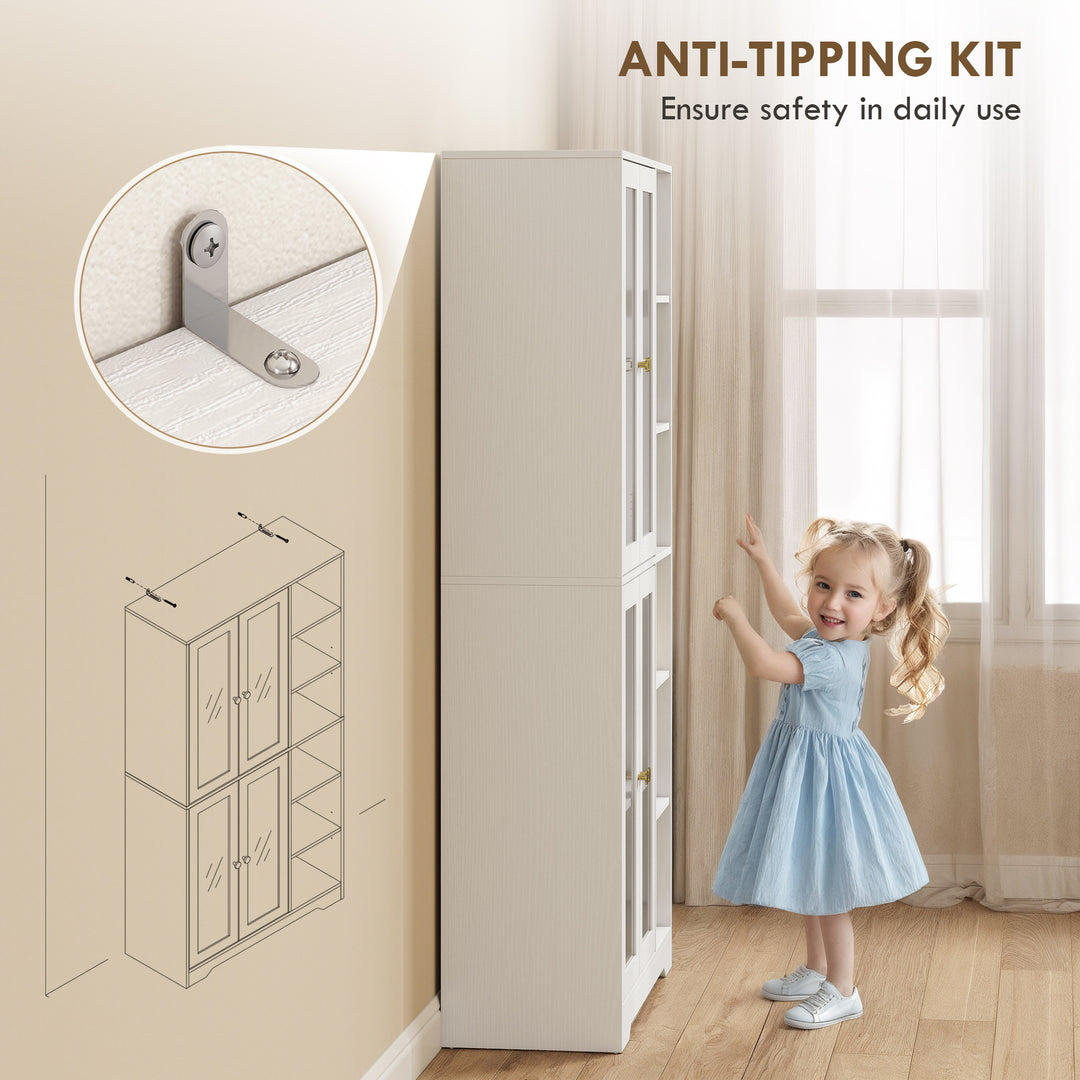 MCL Multi-Storage Kitchen Cabinet, with Glass Doors - White Wood-Effect