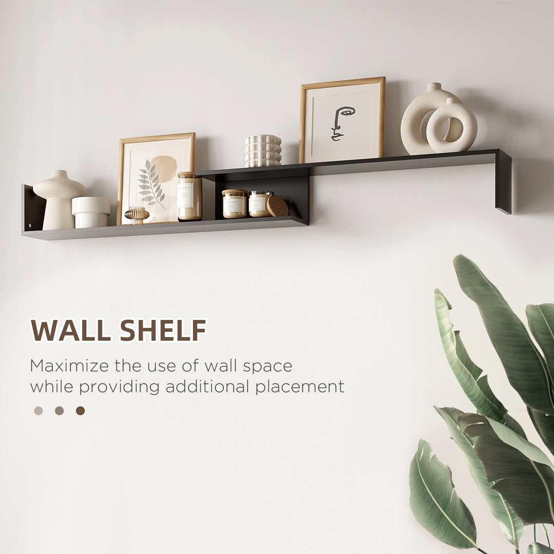 TV Cabinet with Wall Shelf for Wall-Mounted 65" TVs or Standing 40" TVs - Black and Dark Brown