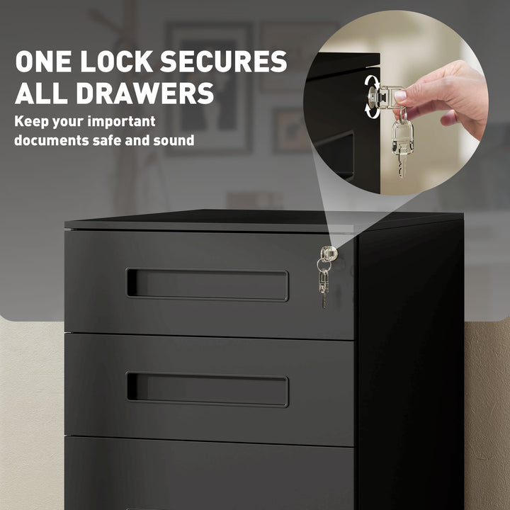 Three-Drawer Steel Filing Cabinet - Black