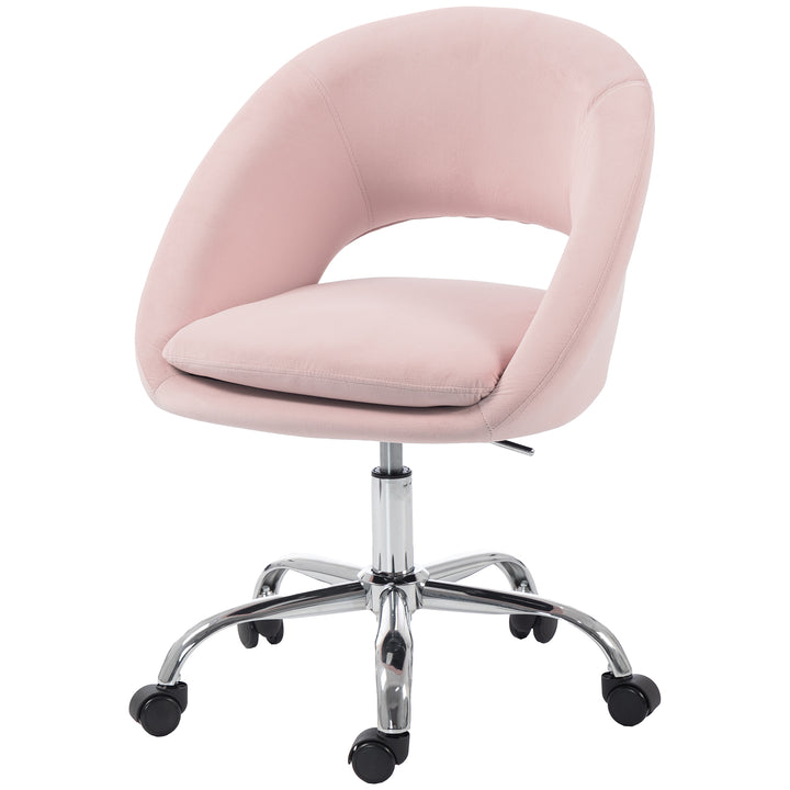 Velvet Desk Chair, Modern Office Chair with Height-Adjustable - Pink