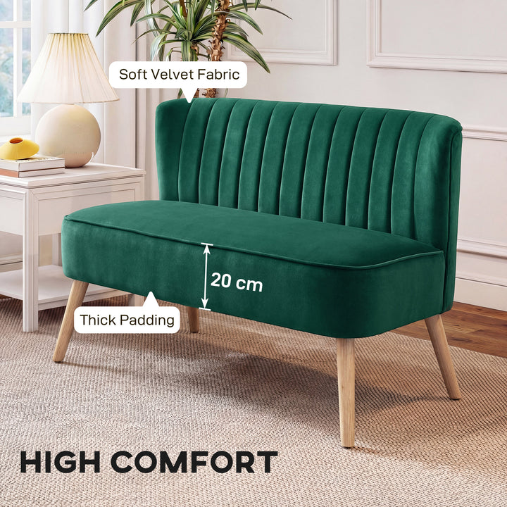 117cm Loveseat Sofa Upholstered Small 2 Seater Sofa with Thick Padded 