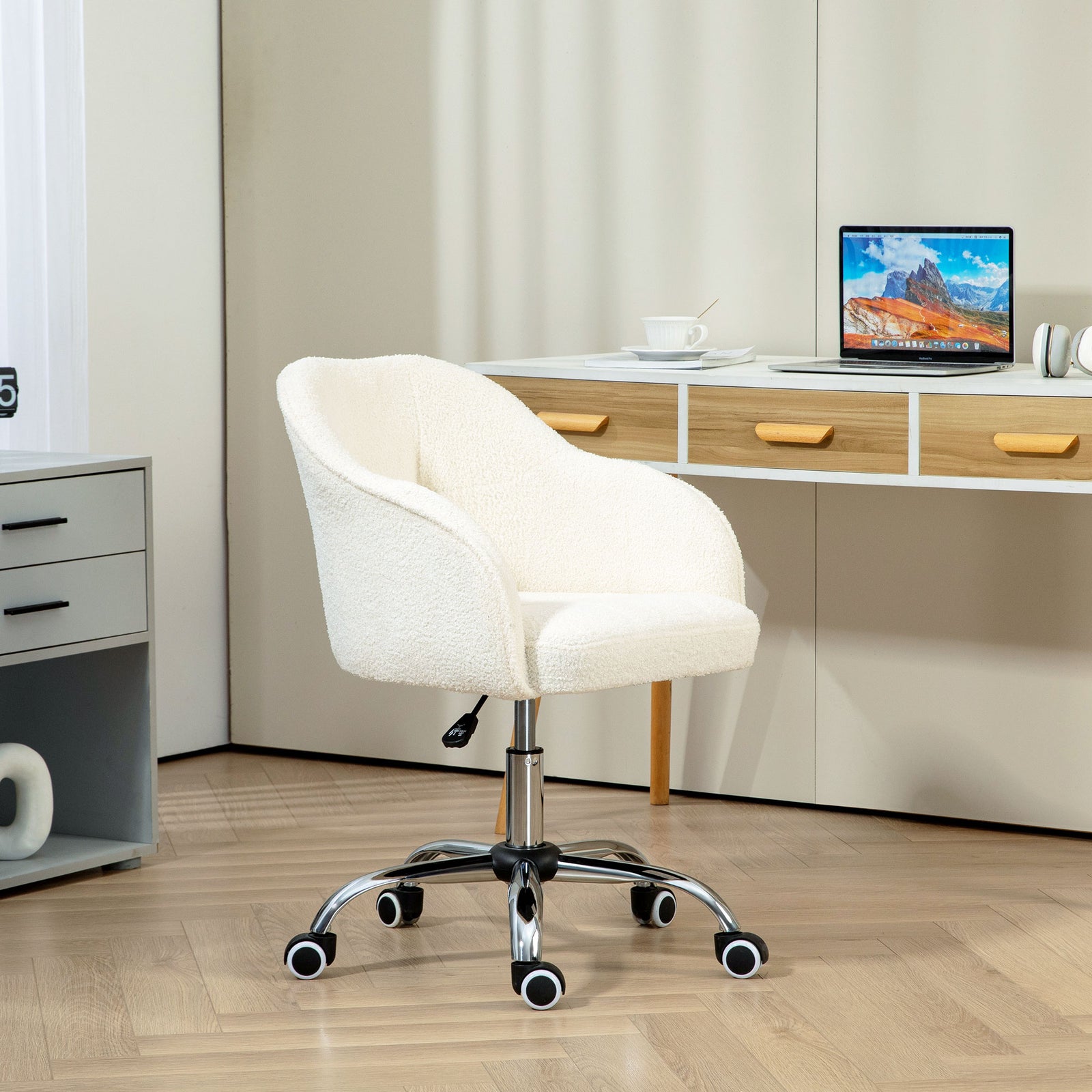 46-56 cm Teddy Fleece Office Chair - Cream