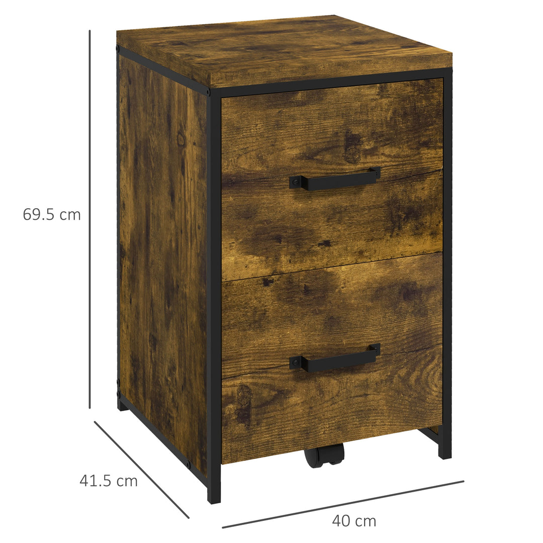 2-Drawer file Cabinet, Industrial filing cabinets for Home, Hanging File Folders, Vertical Home Office Organizer for A4 Size, Rustic Brown