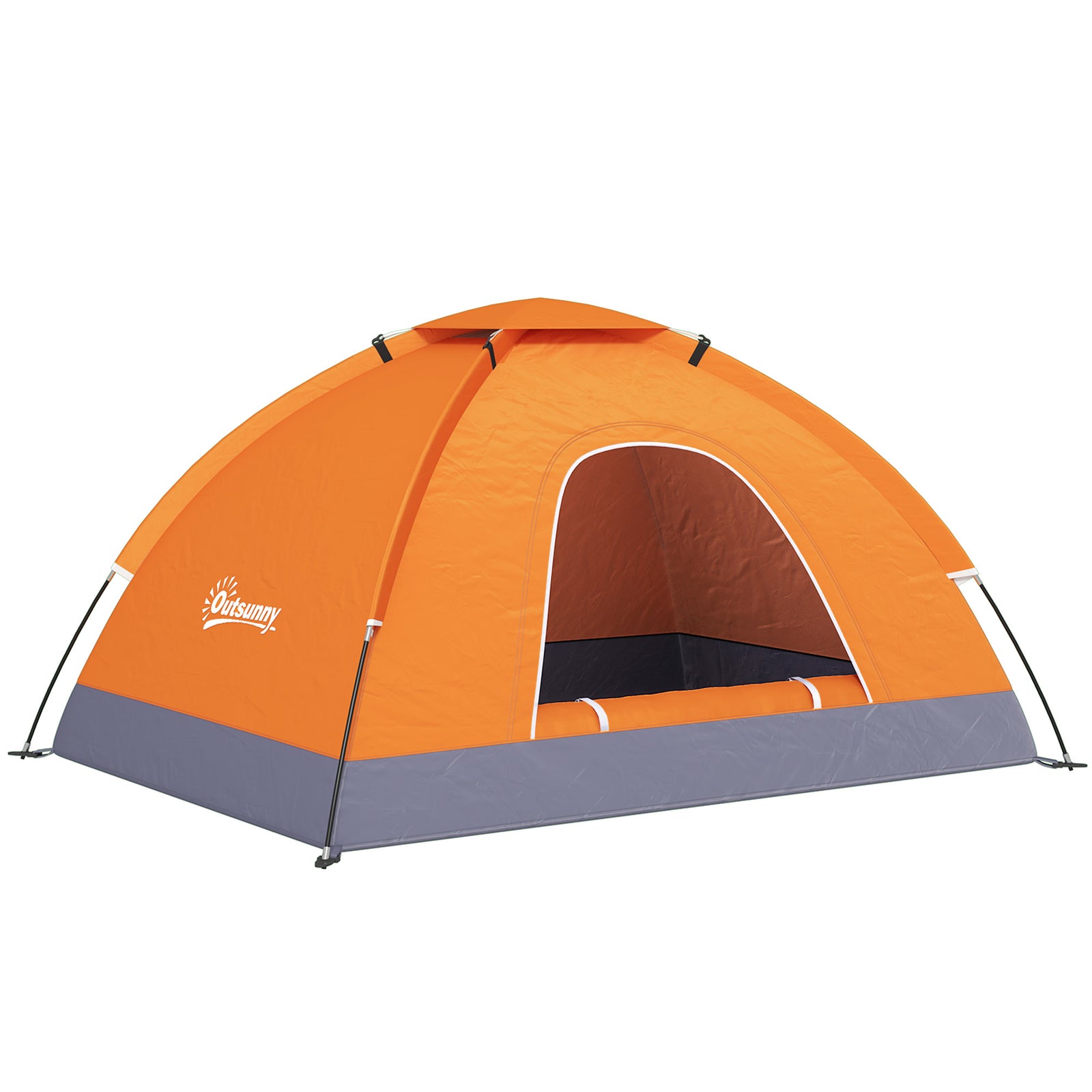 2 Person Camping Tent, Dome Tent with Zipped Doors, Storage Pocket, Portable Handy Bag, Orange