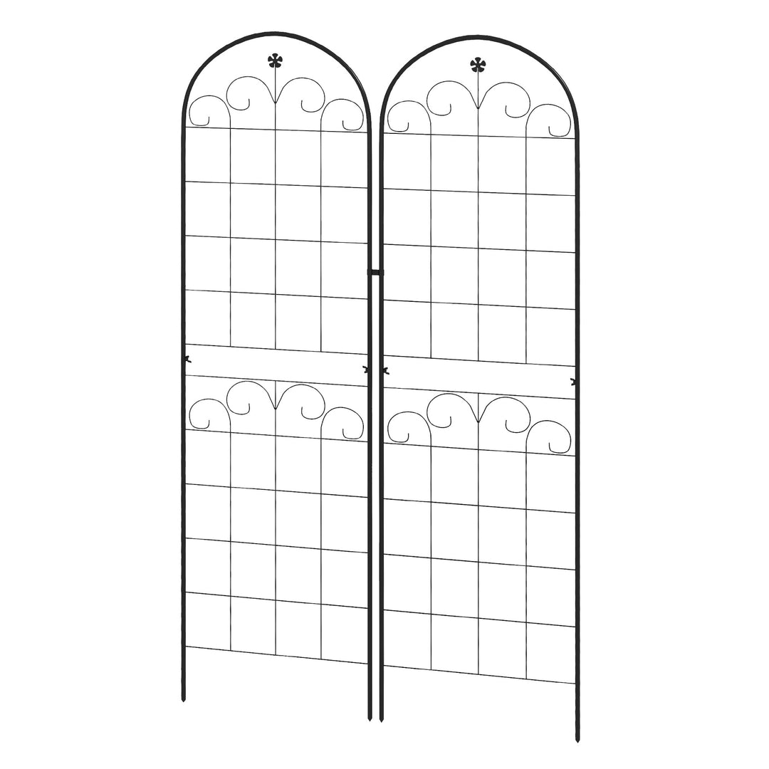Metal Trellis Set of 2, Garden Trellis for Climbing Plants Support Frames, Floral Design