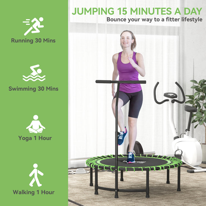Mini Round Steel Frame Trampoline w/ Adjustable Handle, Green