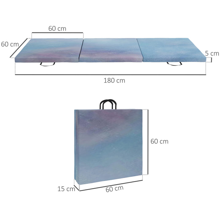 Gymnastics Mat, Tri-Fold Crash Exercise Pad, 6FT 2" Thick Foldable Wor