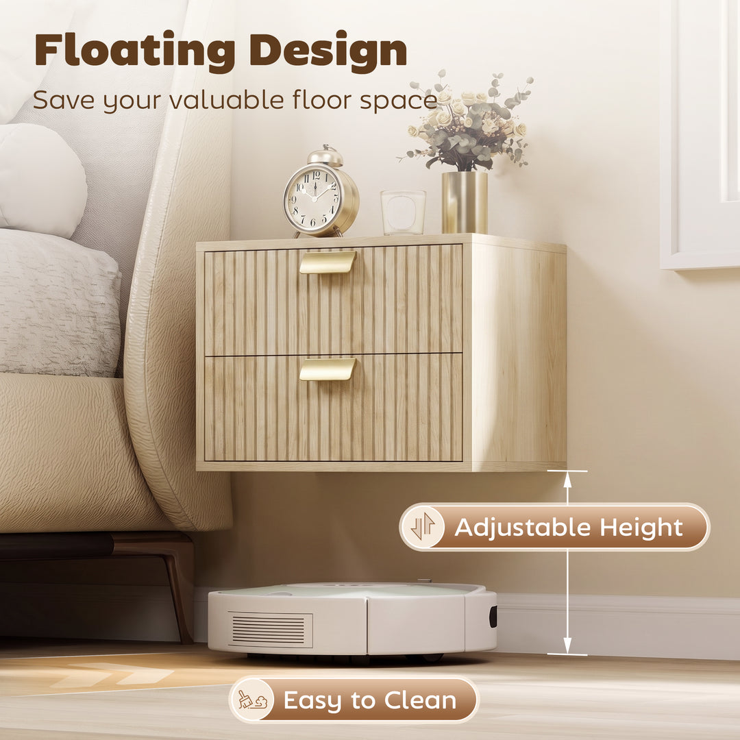 Modern Floating Nightstands Set of 2, Wall Mounted Bedside Tables with