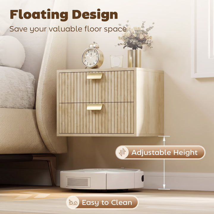 Modern Floating Nightstands Set of 2, Wall Mounted Bedside Tables with