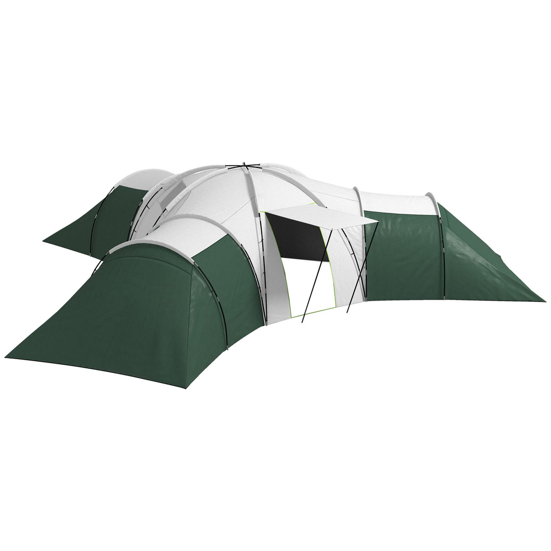 6-9 Man Tent with Bedrooms and Living Room, Accessories Included, Green
