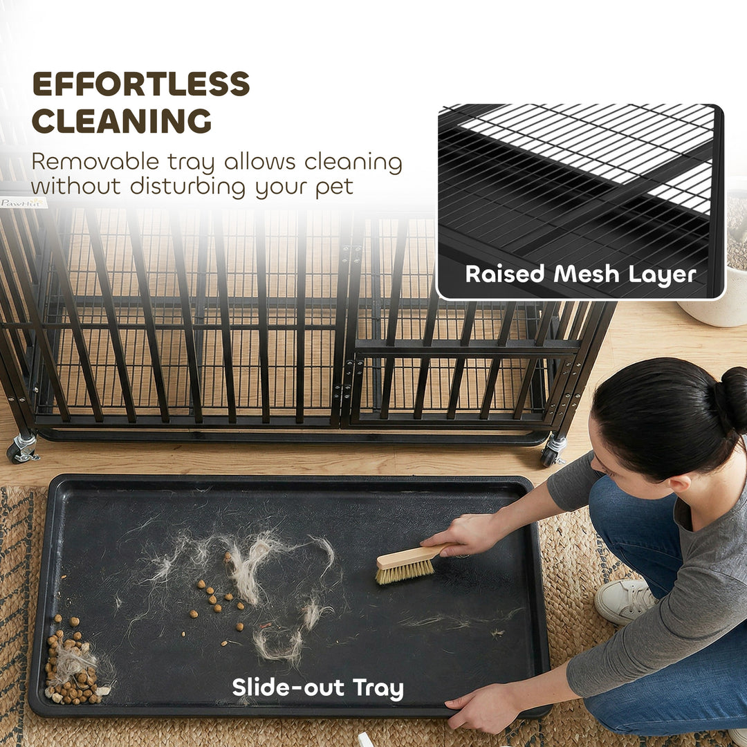 Heavy Duty Dog Crate, Dog Cage with Wheels for Medium Large Breeds, Me