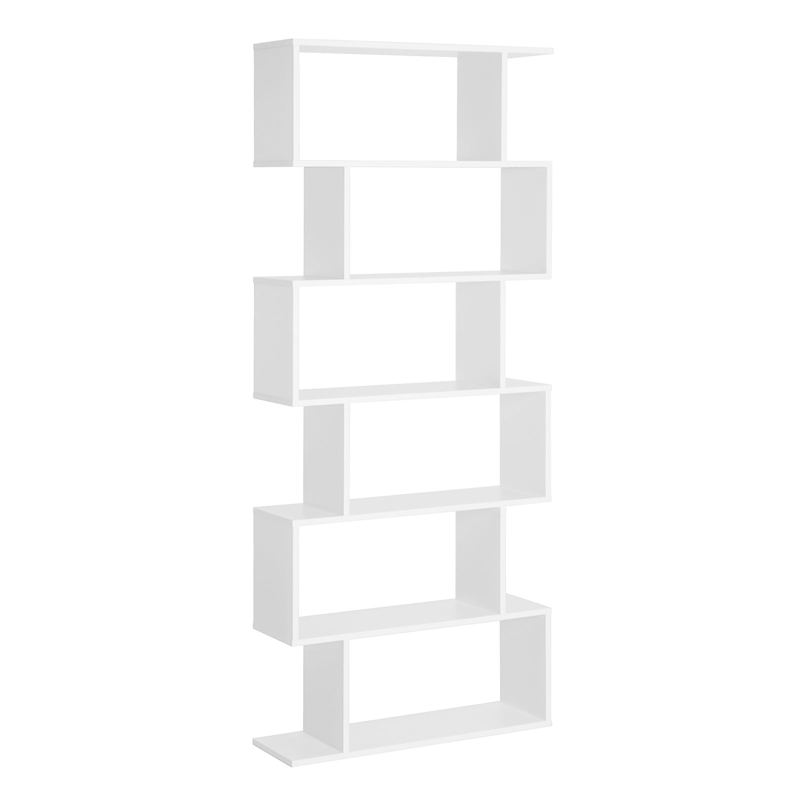 Bookcase, 6 Tier Shelf S Shaped Bookshelf, Storage Unit, Display Shelf for Living Room, Bedroom, Home Office, Plant, White