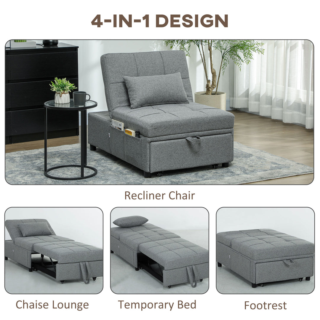 Four-In-One Single Sleeper Chair - Dark Grey