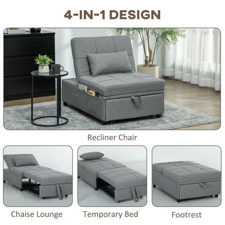 Four-In-One Single Sleeper Chair - Dark Grey
