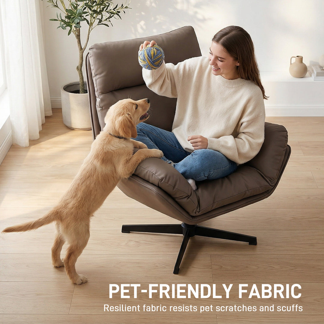 Accent Chair with 360 Swivel Armchair for Living Room with Padded Cush