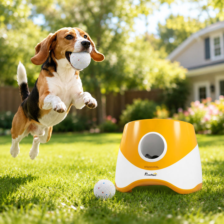 Automatic Dog Ball Launcher with 5 ETPU Balls 5.8 cm, 3 Distance Setti