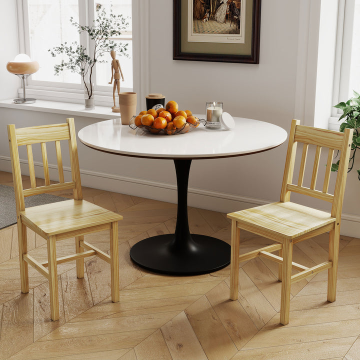 Dining Chairs Set of 2, Kitchen Chair with Slat Back, Pine Wood Struct