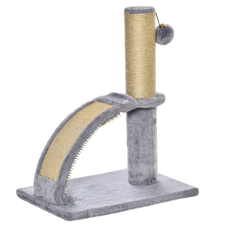 Cat Tree for Indoor Cats Climbing Activity Center Kitten Tower Furniture with Jute Post Scratching Massage Board Hanging Ball with Bell 34 x 24 x 43cm Grey