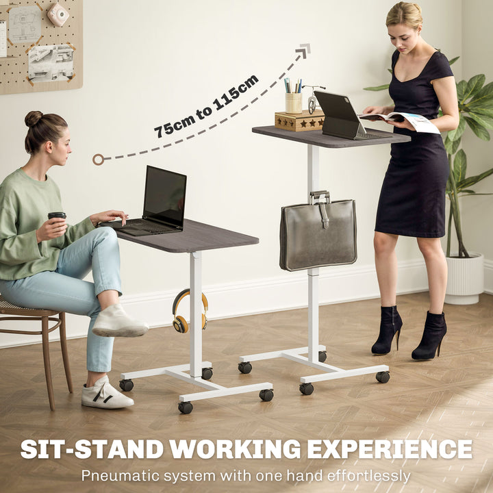 75-115cm Manual Adjustable Sit-To-Stand Desk - White/Grey