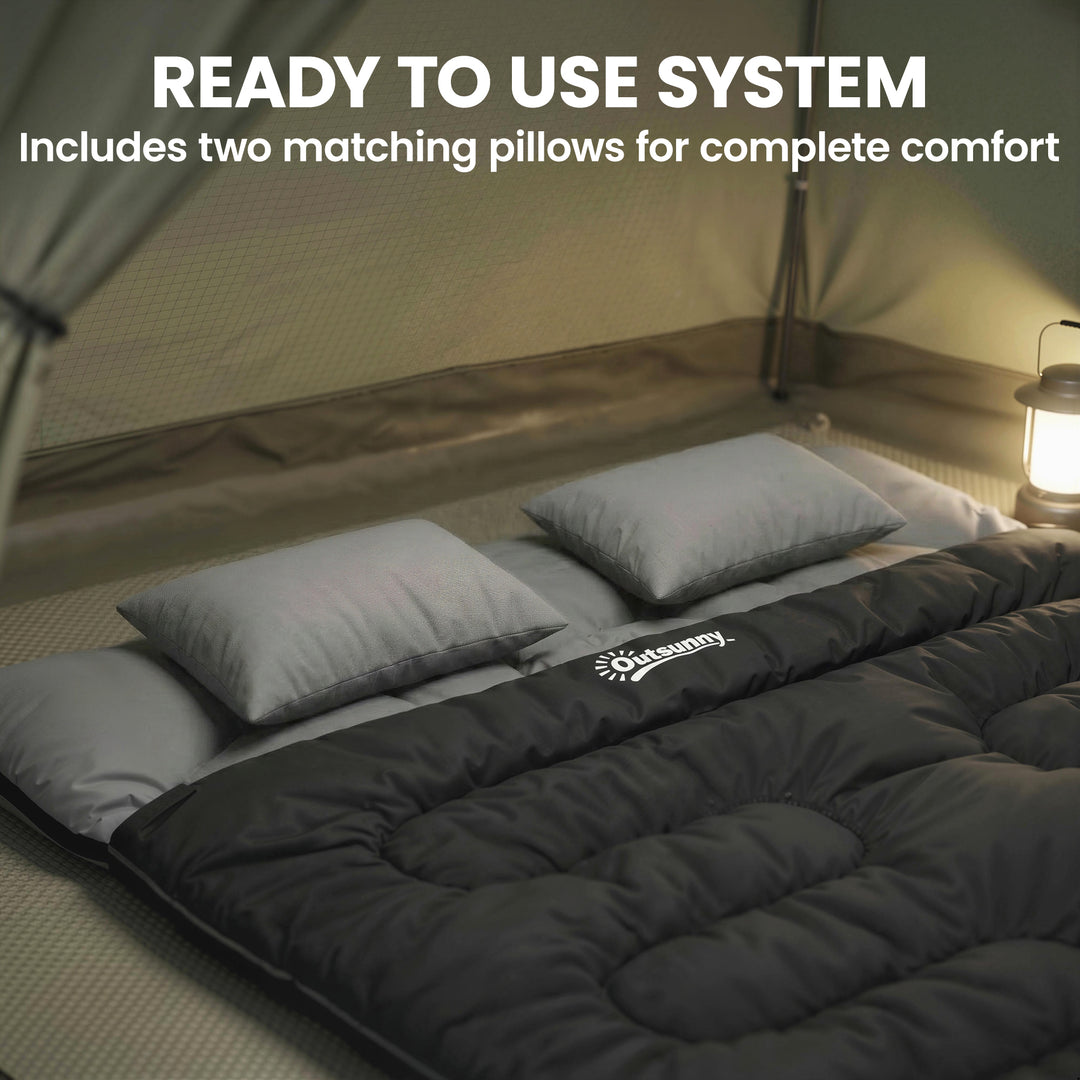 Double Sleeping Bag with 2 Pillows, 220 x 160 cm Extra-Large Sleeping 