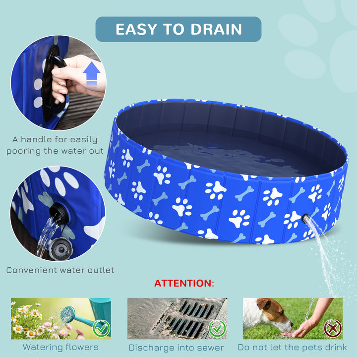 PawHut Portable Dog Swimming Pool, Foldable Pet Bath Tub for Indoor/Outdoor Use, 120x30cm, Blue | Aosom UK