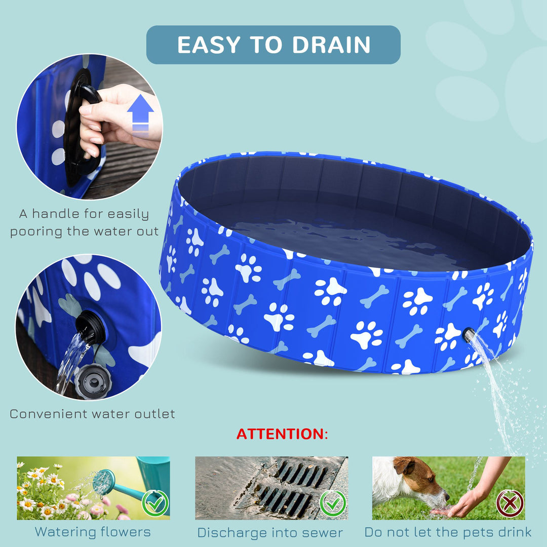 PawHut Portable Dog Swimming Pool, Foldable Pet Bath Tub for Indoor/Outdoor Use, 120x30cm, Blue