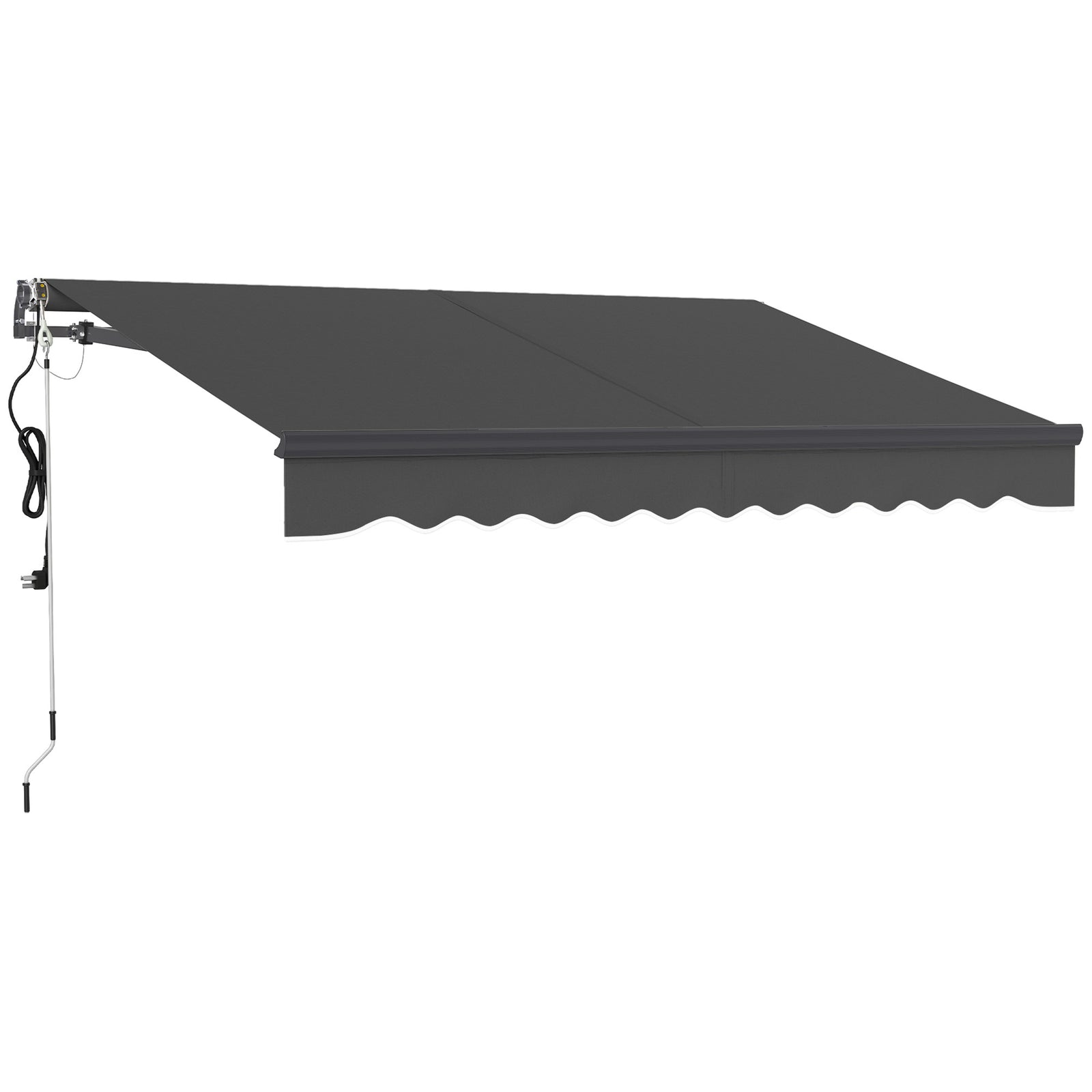 3 x 2.5m Electric Awning with Remote Controller, Aluminium Frame DIY Retractable Awning, UV30+ Sun Shade Canopy for Garden Patio Deck Door Window, Dark Grey