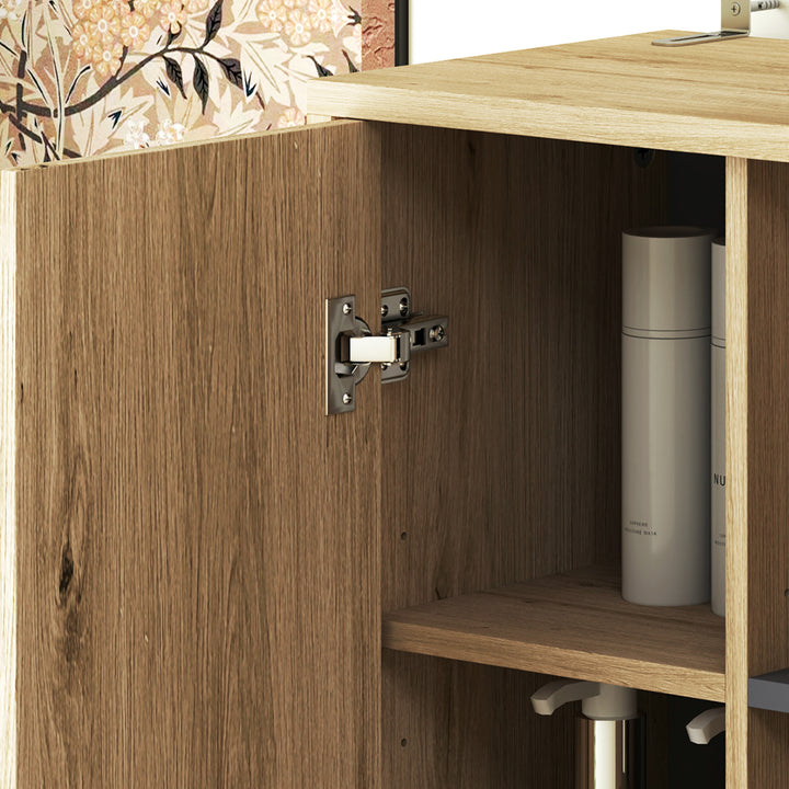 Multi-Storage Slim Bathroom Cabinet - Wood-Effect