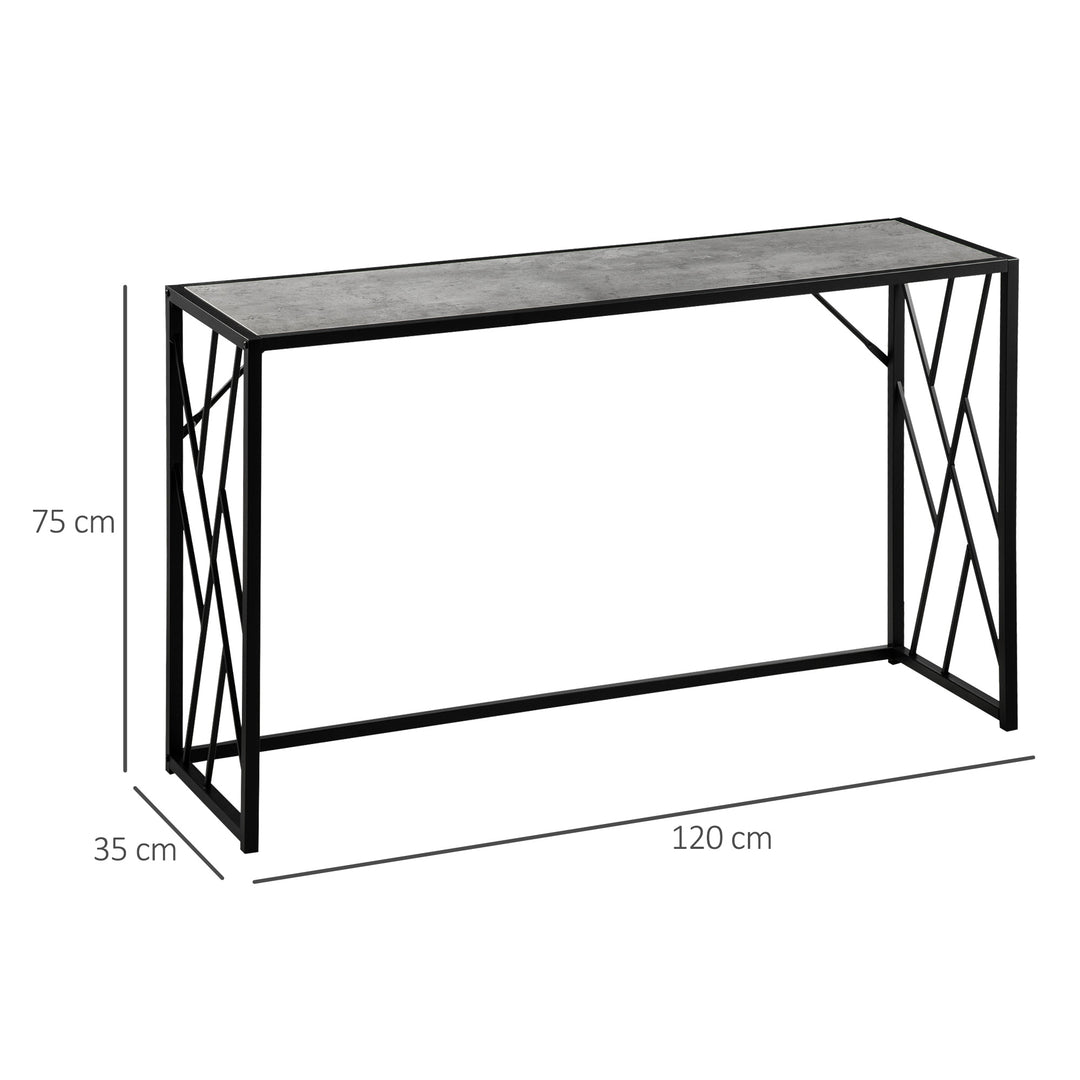 HOMCOM 120cm Hallway Console Table, Industrial-Style Sofa Table with Sturdy Metal Frame, for Lounge or Entryway, Grey