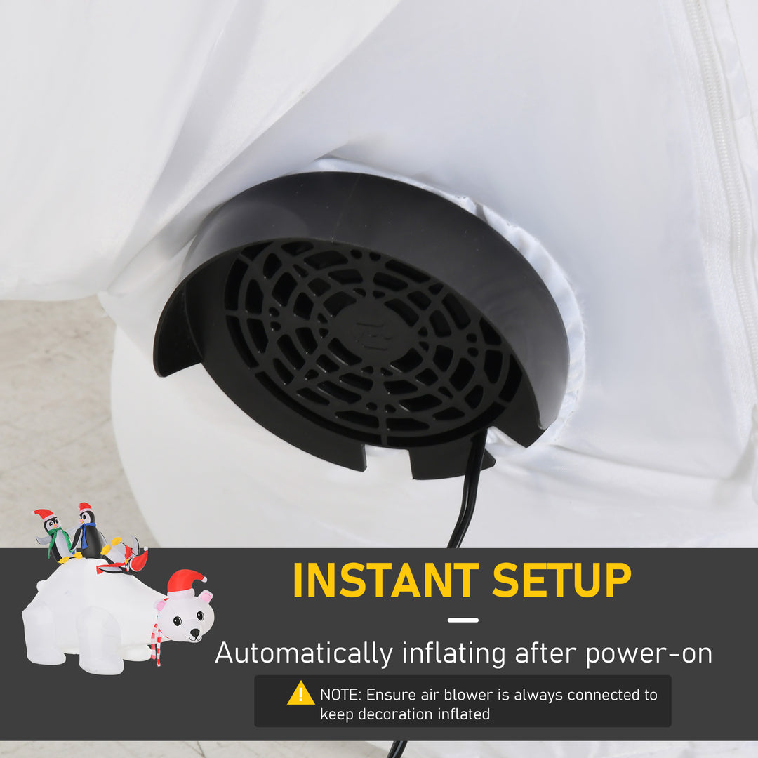 MCL 5ft Outdoor Christmas Inflatable with LED Light, Lighted Blow up Polar Bear with Three Penguins, Giant Yard Party Decoration for Home Garden Lawn Party Prop