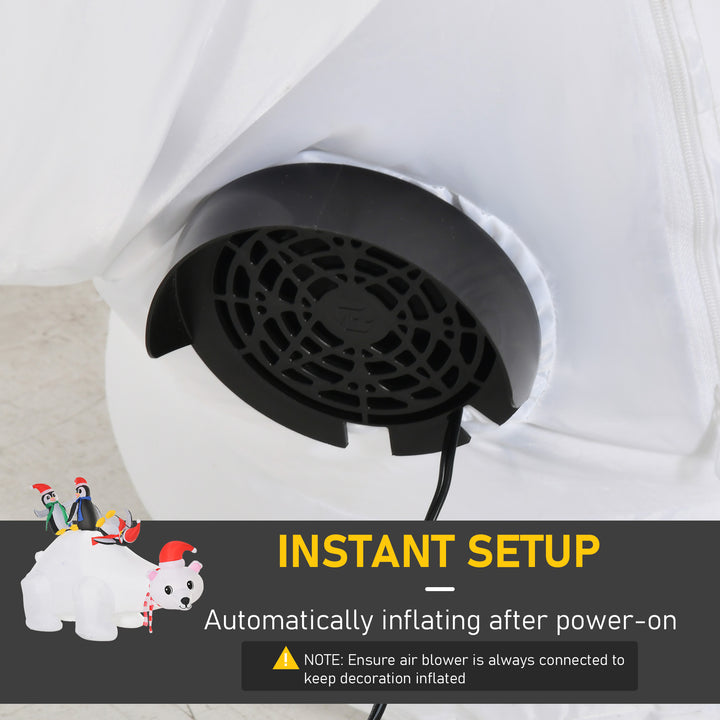 MCL 5ft Outdoor Christmas Inflatable with LED Light, Lighted Blow up Polar Bear with Three Penguins, Giant Yard Party Decoration for Home Garden Lawn Party Prop