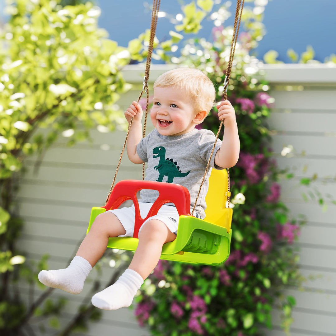 3 in 1 Detachable Kids Swing Seat with Safety Belt, Adjustable Rope for Indoor, Outdoor, Playground, Garden, Green