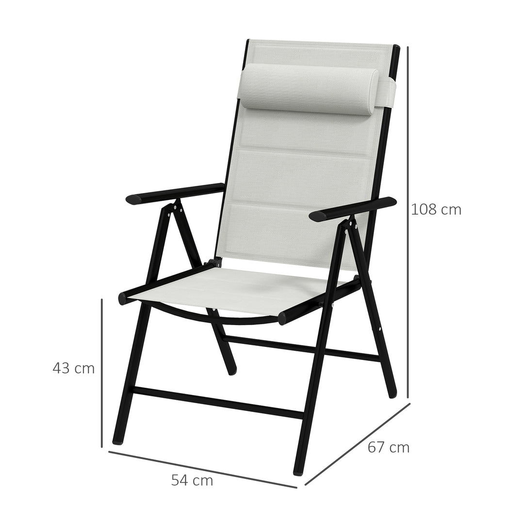 Set of Two Padded Garden Chairs - Light Grey
