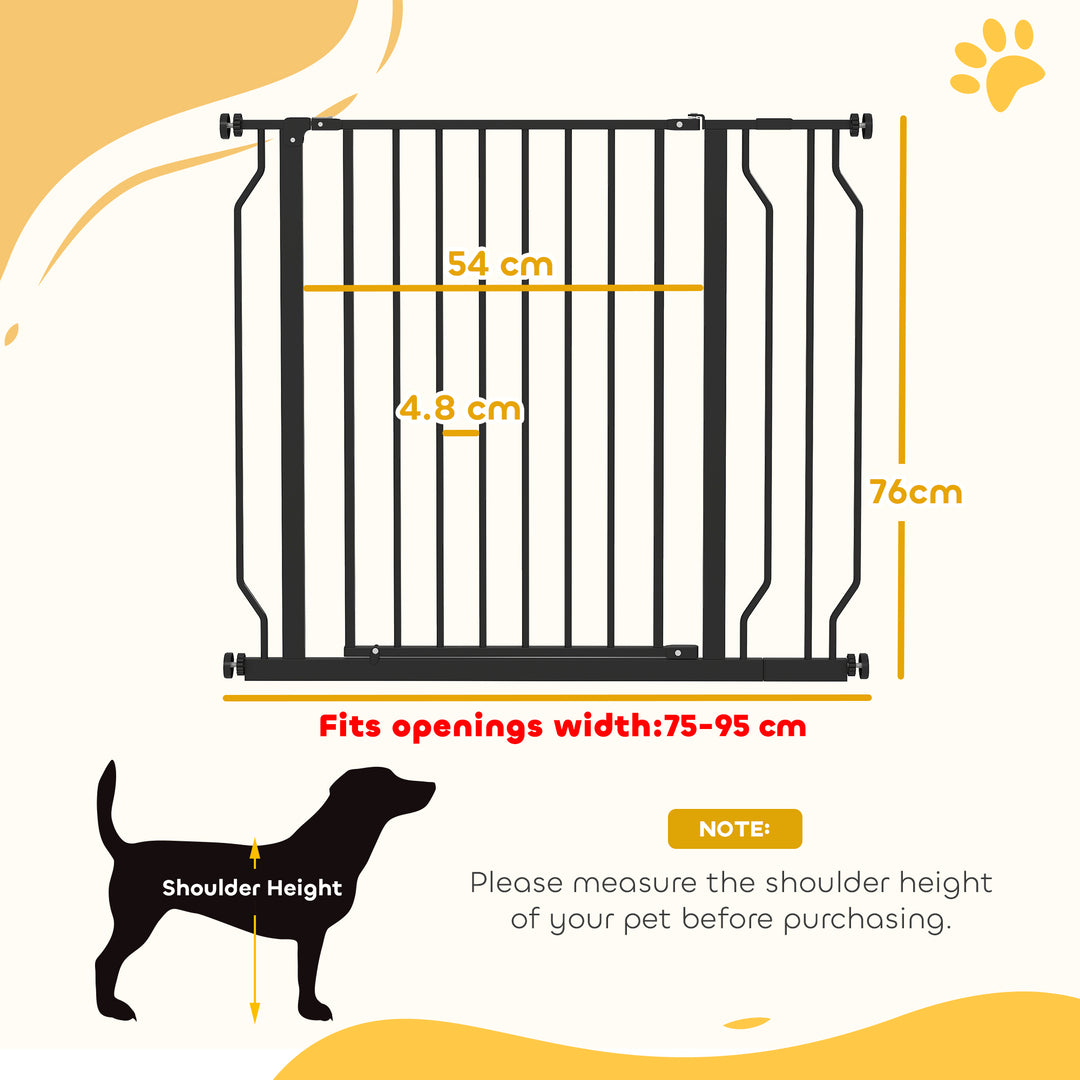 Wide Dog Safety Gate, with Door Pressure, for Doorways, Hallways, Staircases - Black