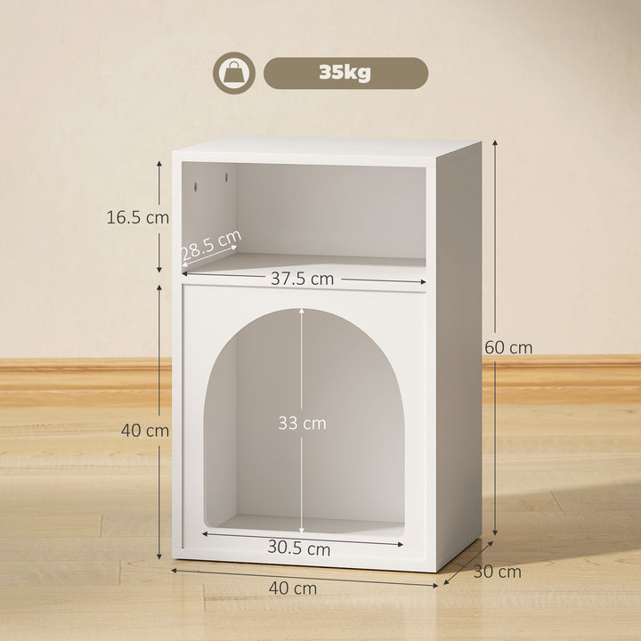 Bedside Table with 2 Open Compartments - White